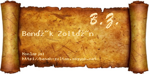 Benák Zoltán névjegykártya