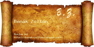 Benák Zoltán névjegykártya